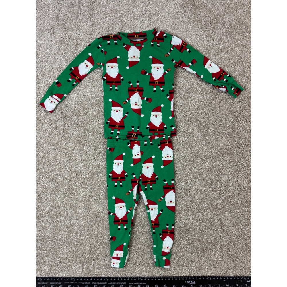 Just One You Carters Baby 18M Santa Claus Christmas Pajama Set Green 2 Piece